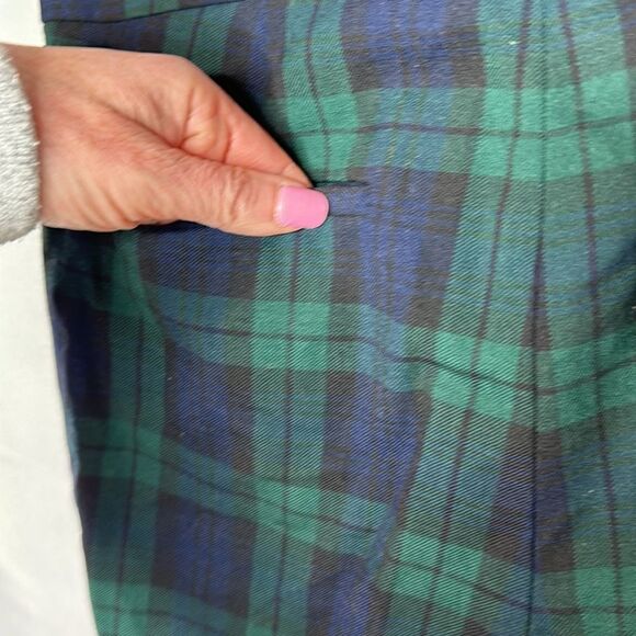 J.Crew Tartan Plaid Green/Navy Wool Blend Lined Pants. Size 6. - Picture 8 of 12
